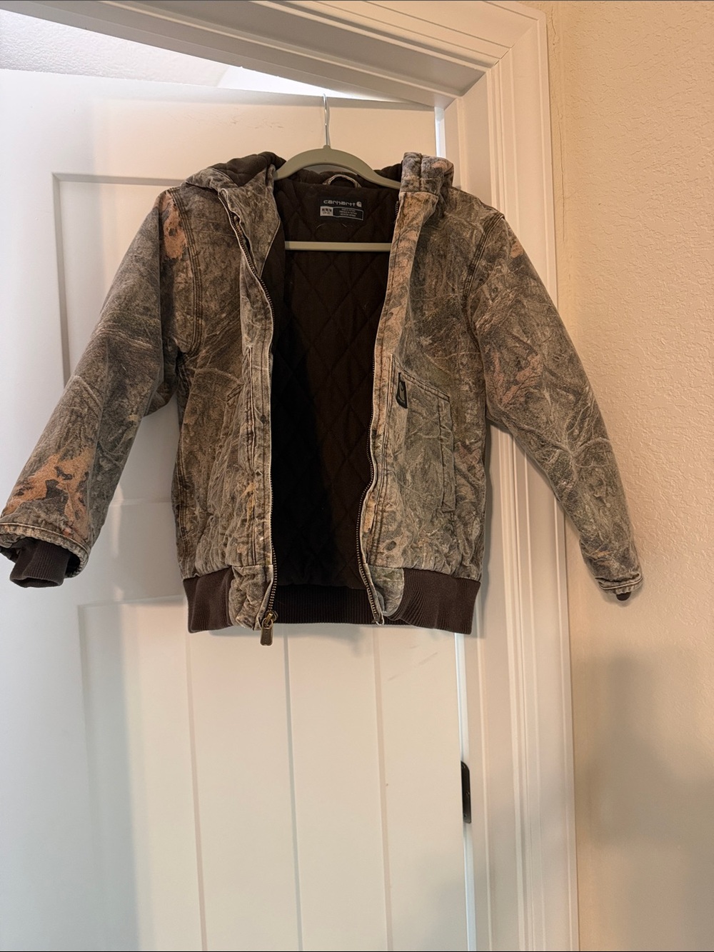 Carhartt Kids' Realtree Camo Hooded Quilted Jacket - Brown/Gray